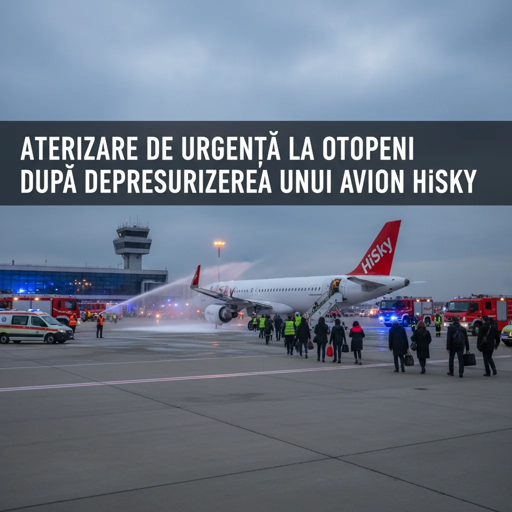 Aterizare de urgență la Otopeni, în Ilfov, după depresurizarea unui avion HiSky