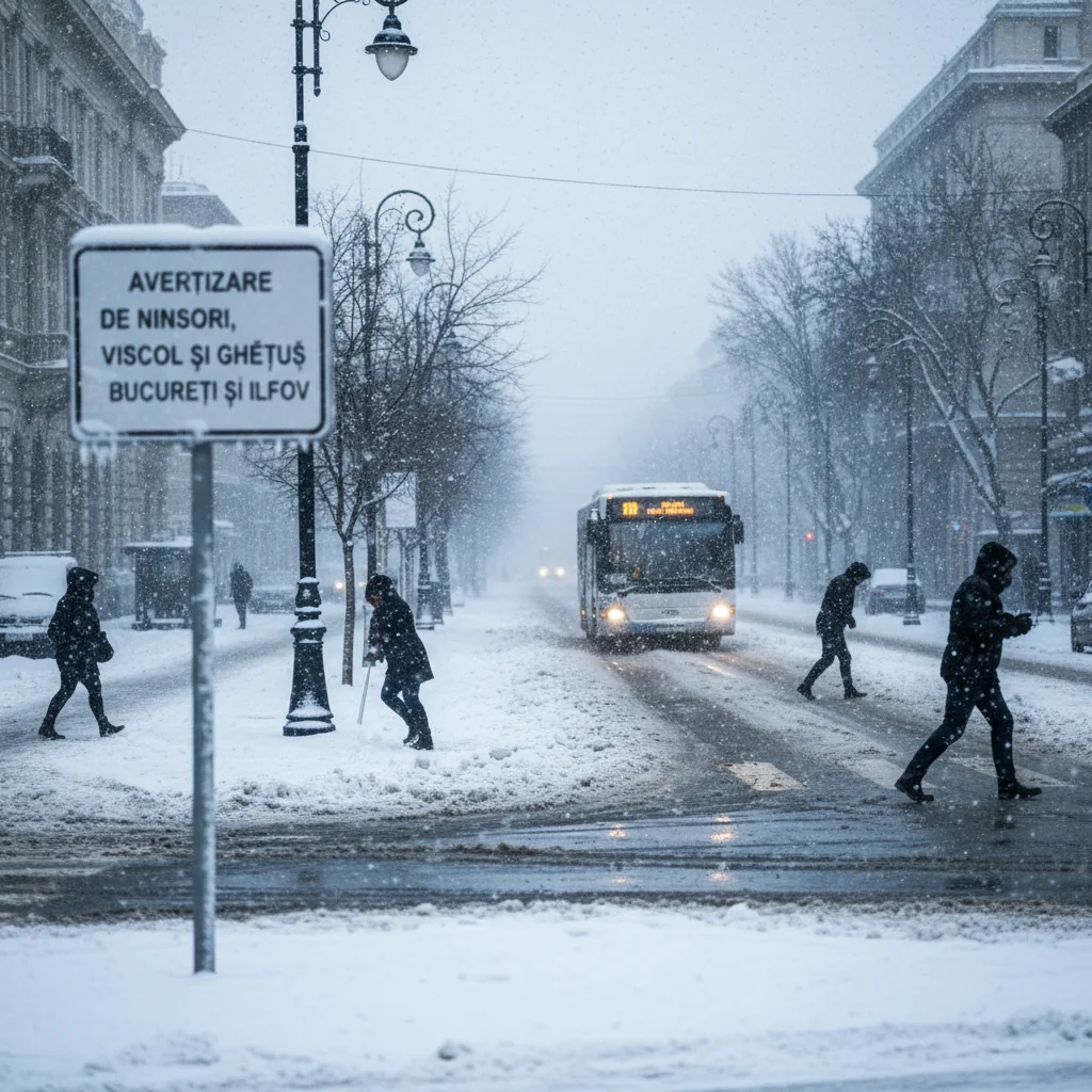 Avertizare ANM de ninsori, viscol și ghețuș pentru județul Ilfov și București