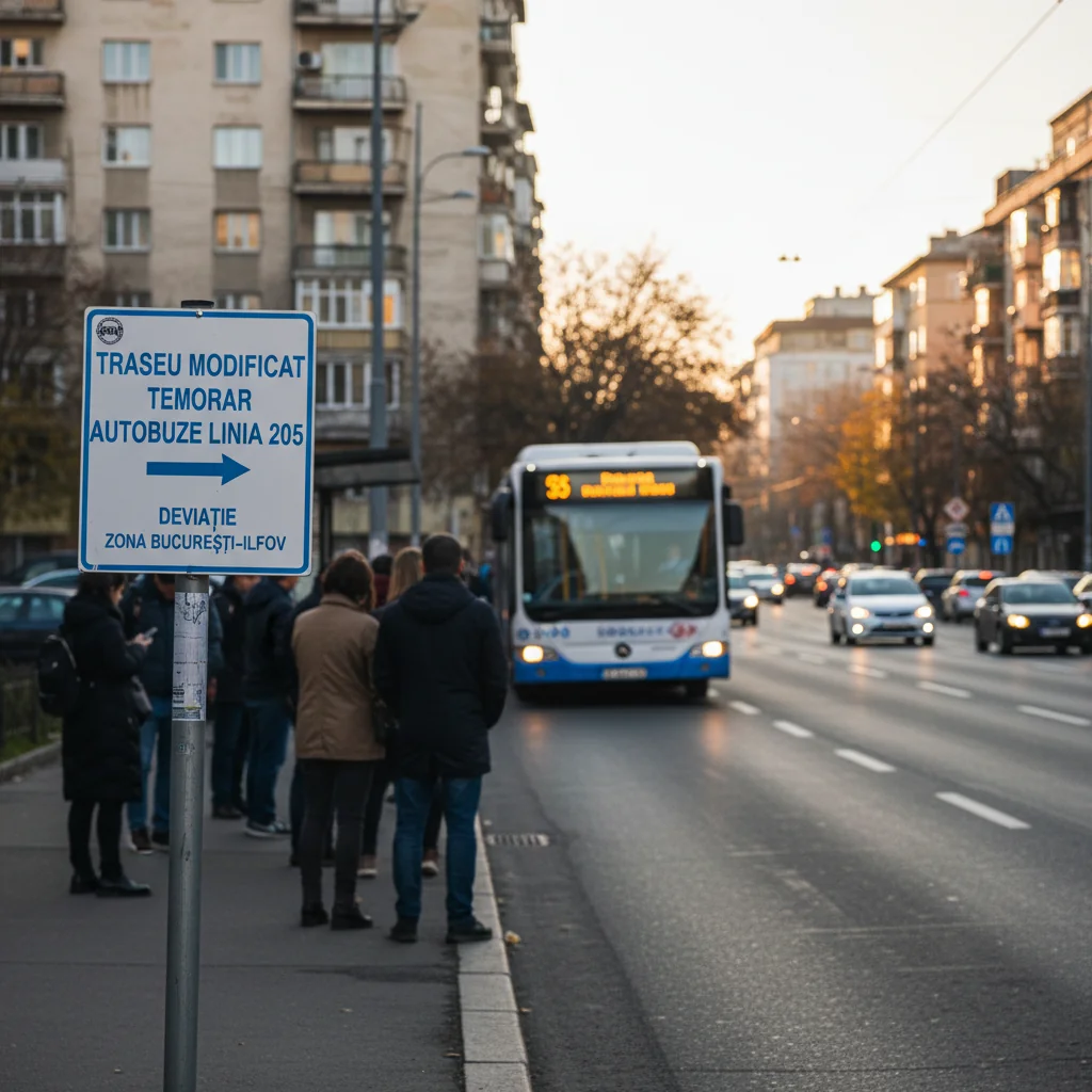 Circulație deviată temporar pentru autobuzele liniei 205 în zona București–Ilfov