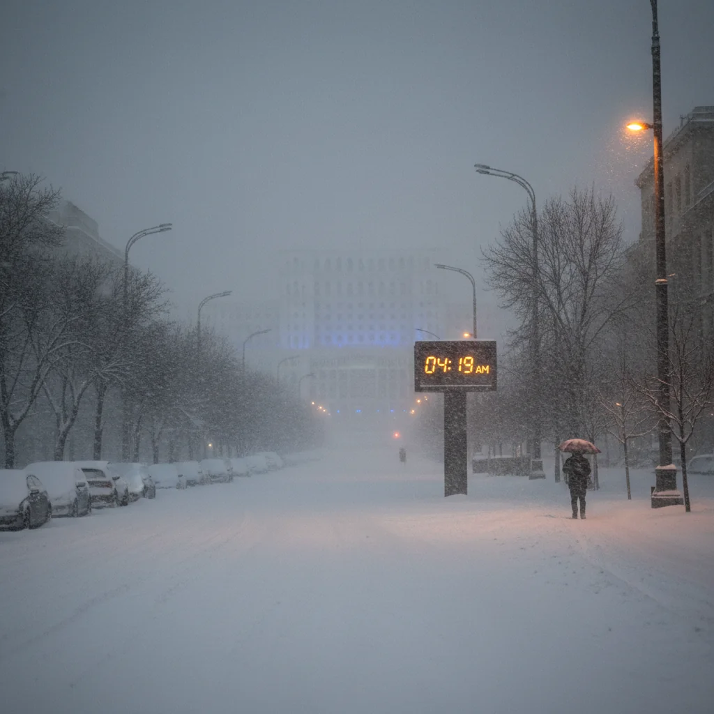 Mesaj Ro‑Alert de viscol și ninsori abundente pentru București–Ilfov, emis la 4:19 dimineața