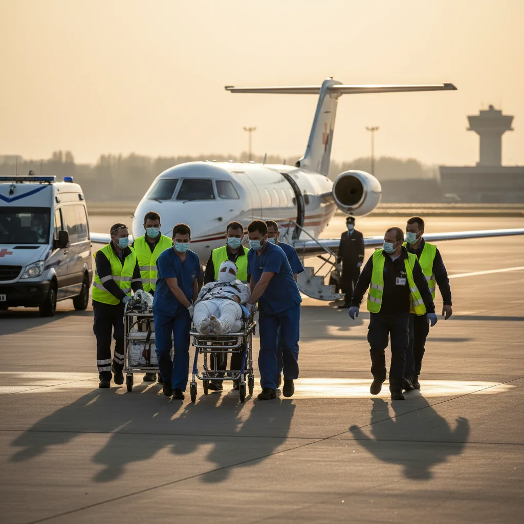 Misiune umanitară aeriană din Ilfov către Bruxelles pentru un pacient cu arsuri