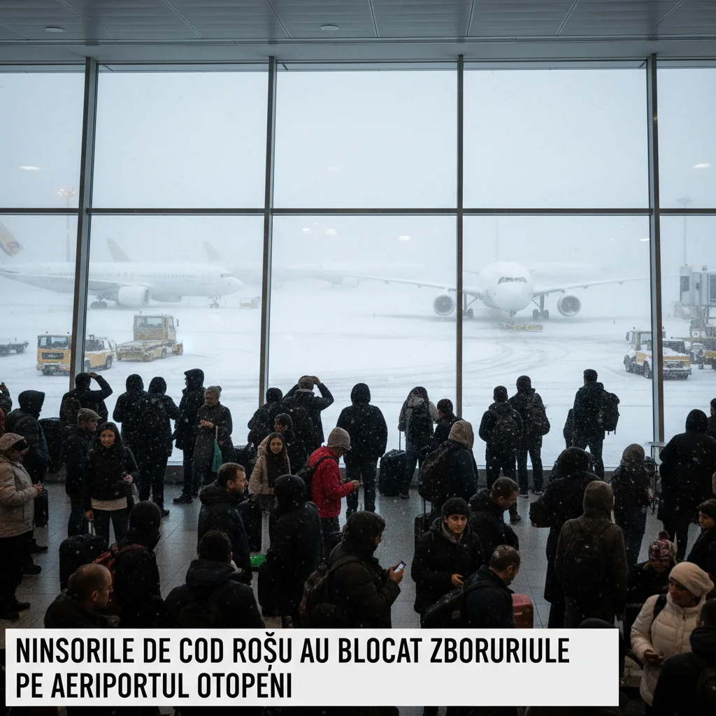 Ninsorile de cod roșu au paralizat temporar zborurile pe Aeroportul Otopeni din Ilfov