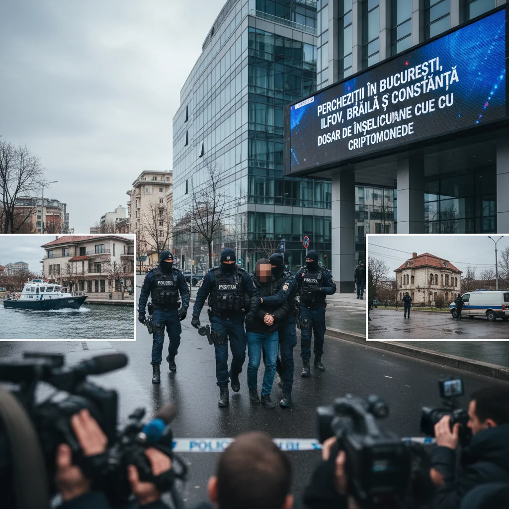 Percheziții în Ilfov într-un dosar de înșelăciune cu criptomonede, alături de acțiuni în București, Brăila și Constanța