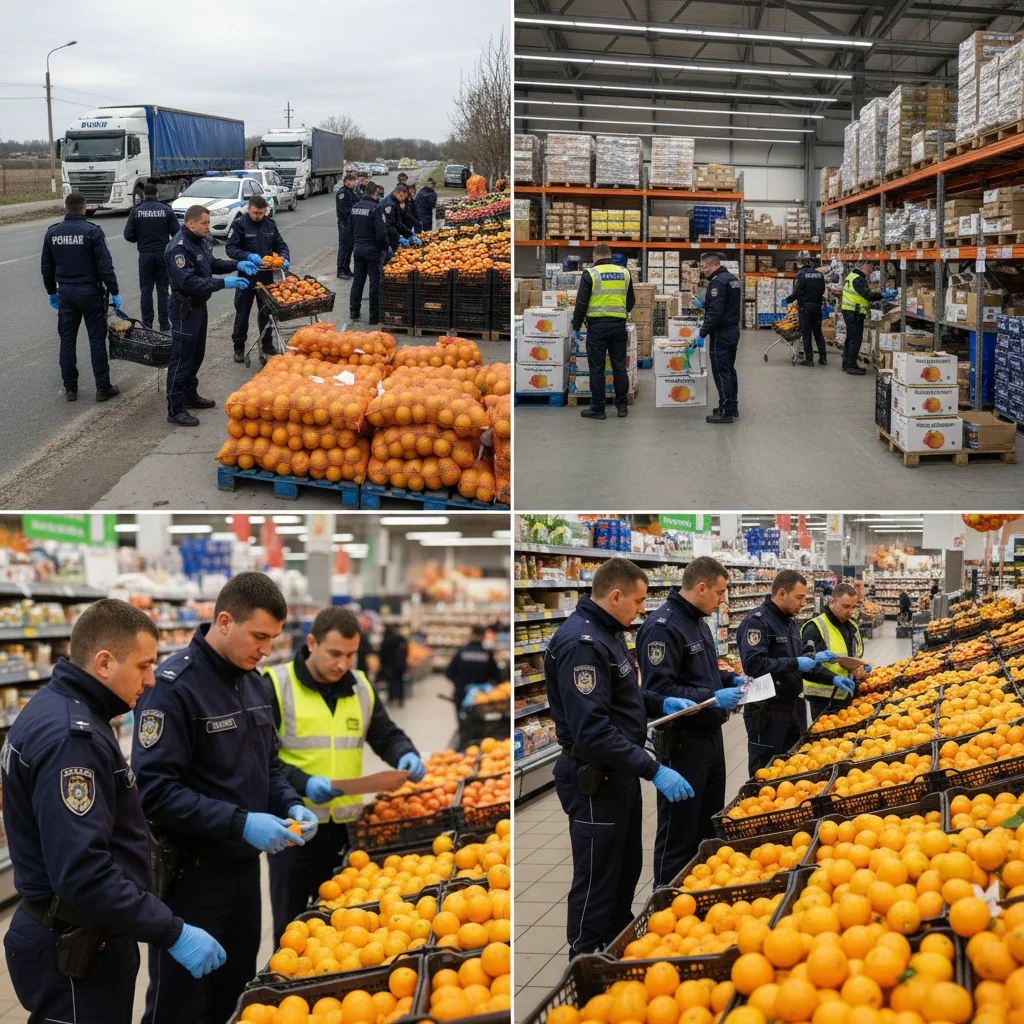 Percheziții în Ilfov într-un dosar privind portocale cu pesticide vândute în hypermarketuri