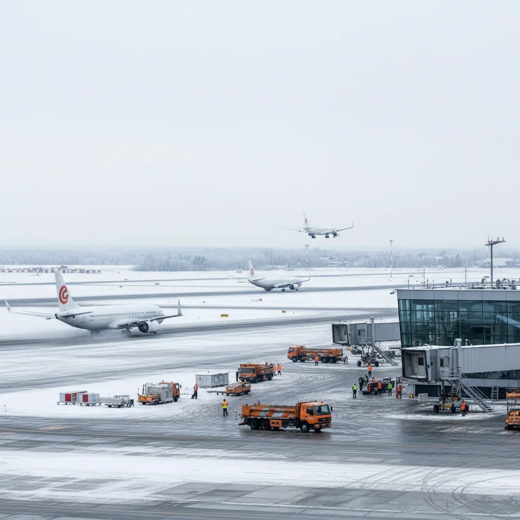 Trafic aerian menținut la normal pe Aeroportul Otopeni, în Ilfov, în pofida gerului